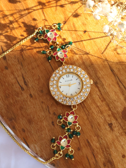 Lotus Kundan Wrist Watch