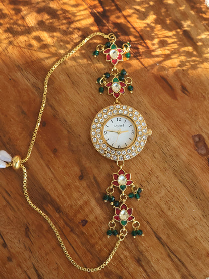 Lotus Kundan Wrist Watch