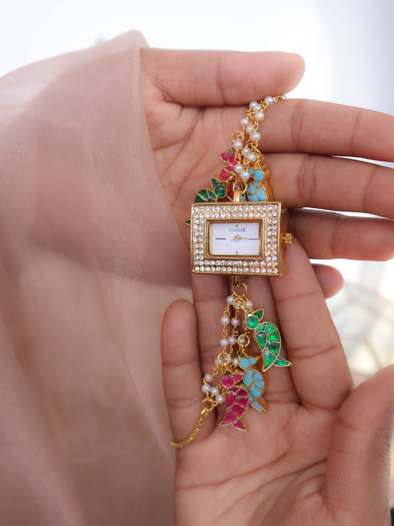 Birdy Charm Kundan Wrist Watch