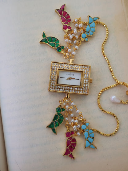 Birdy Charm Kundan Wrist Watch