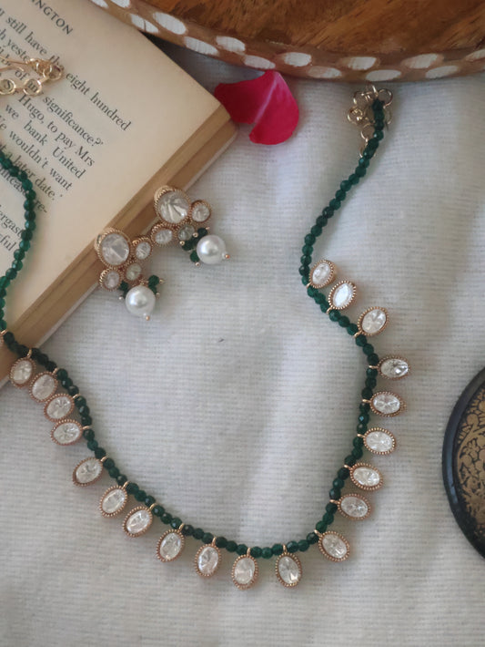 Heer Polki Green Necklace Set