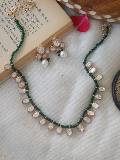 Heer Polki Green Necklace Set