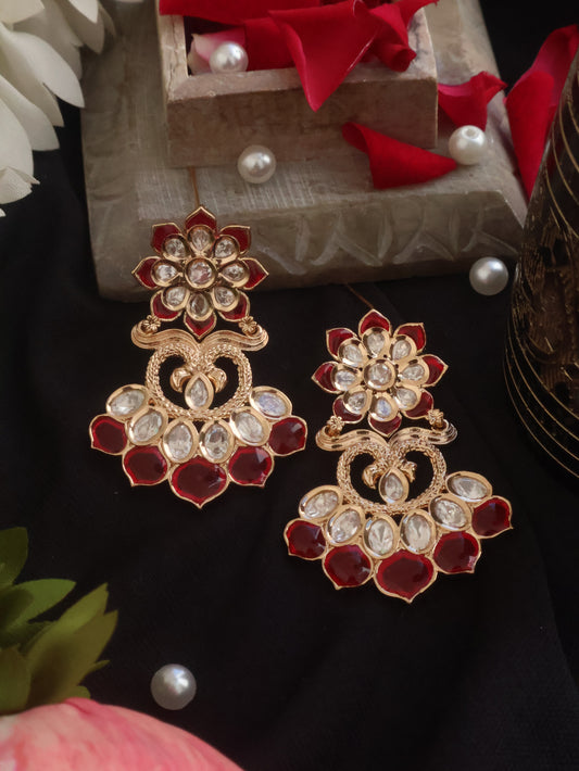 Mehreen Red Polki Earrings