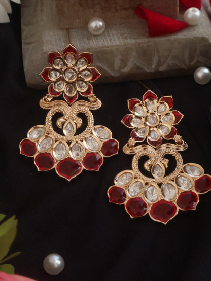 Mehreen Red Polki Earrings