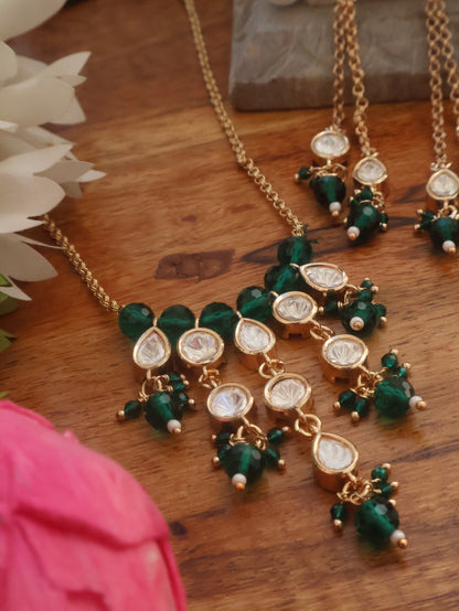 Jade Polki Pendant Necklace Set