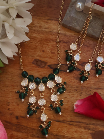 Jade Polki Pendant Necklace Set