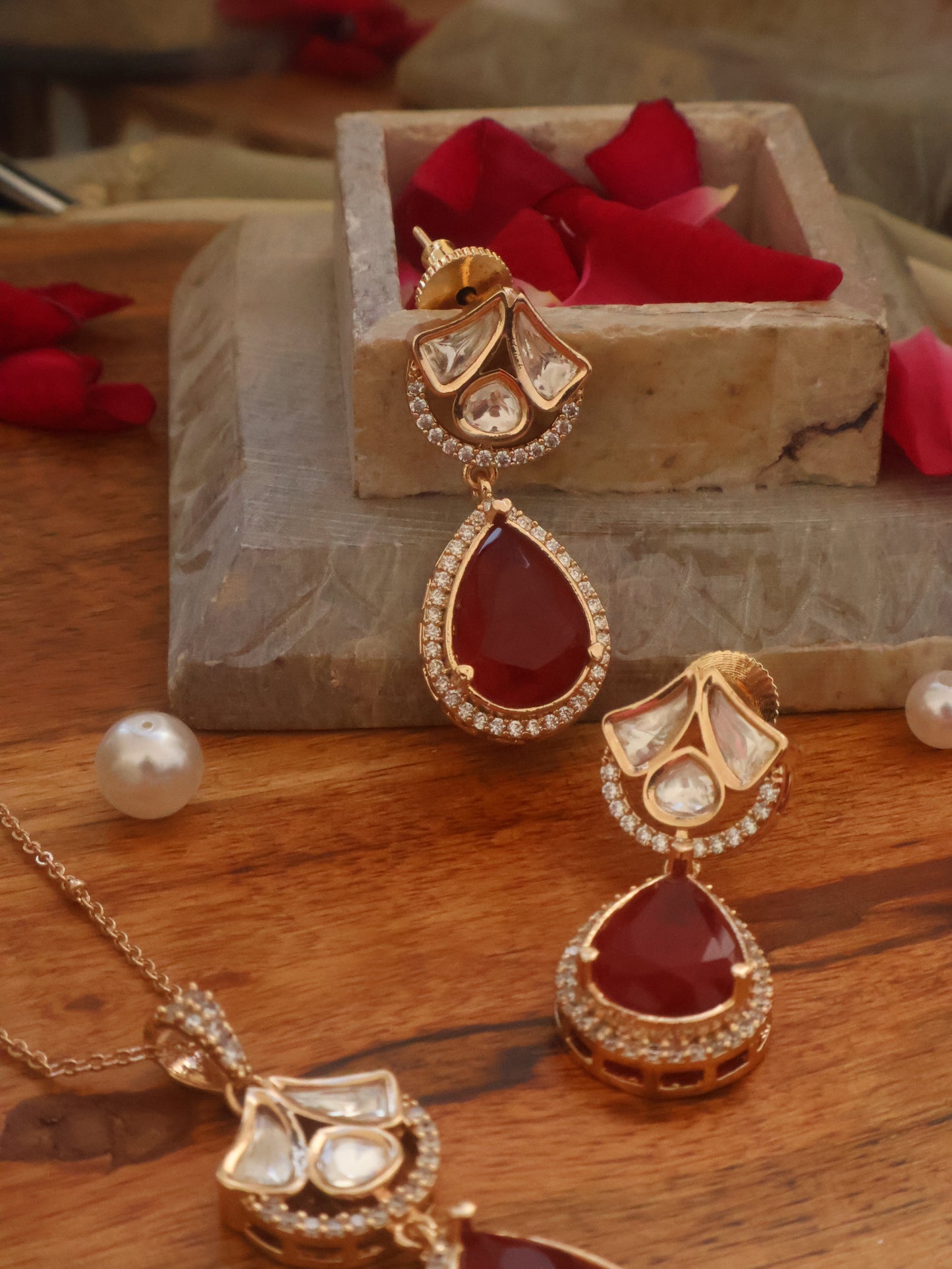 Daina Red Polki Pendant Necklace