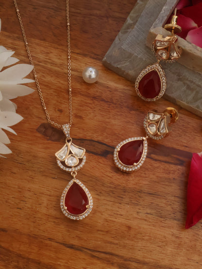 Daina Red Polki Pendant Necklace