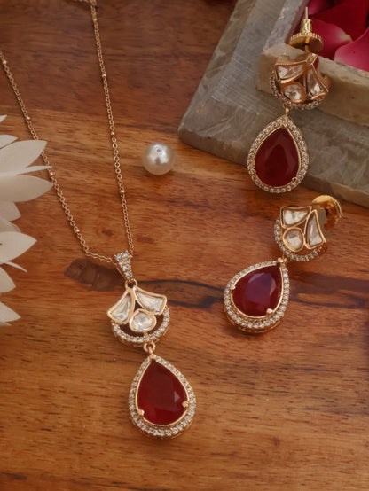 Daina Red Polki Pendant Necklace