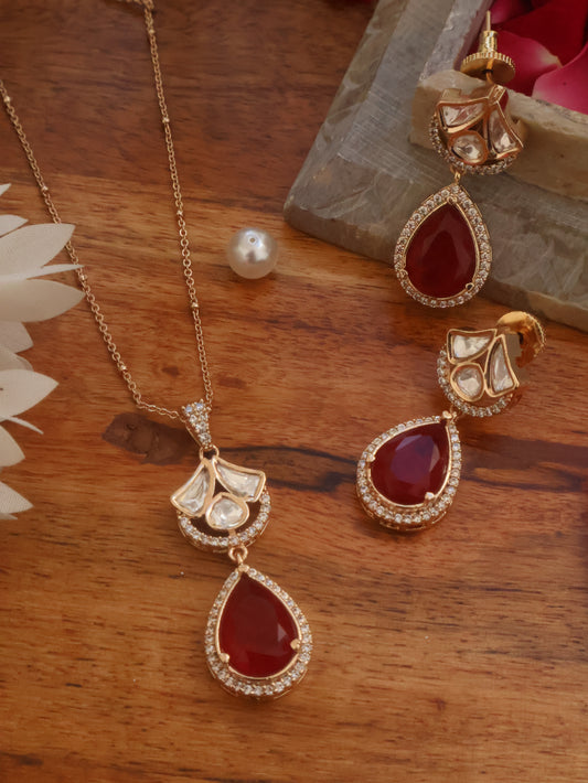 Daina Red Polki Pendant Necklace
