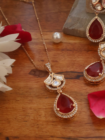 Daina Red Polki Pendant Necklace