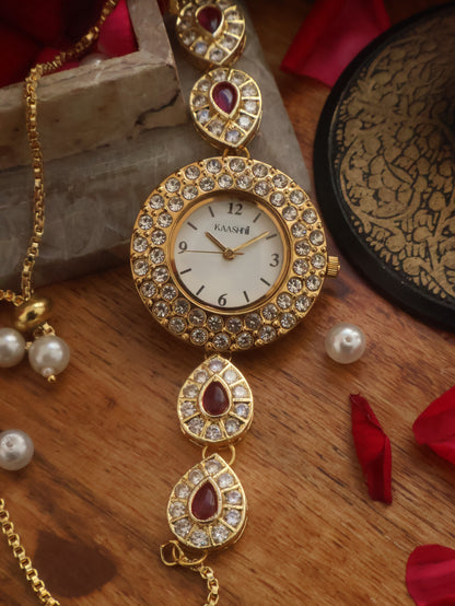 Cherry Charm Kundan Wrist Watch