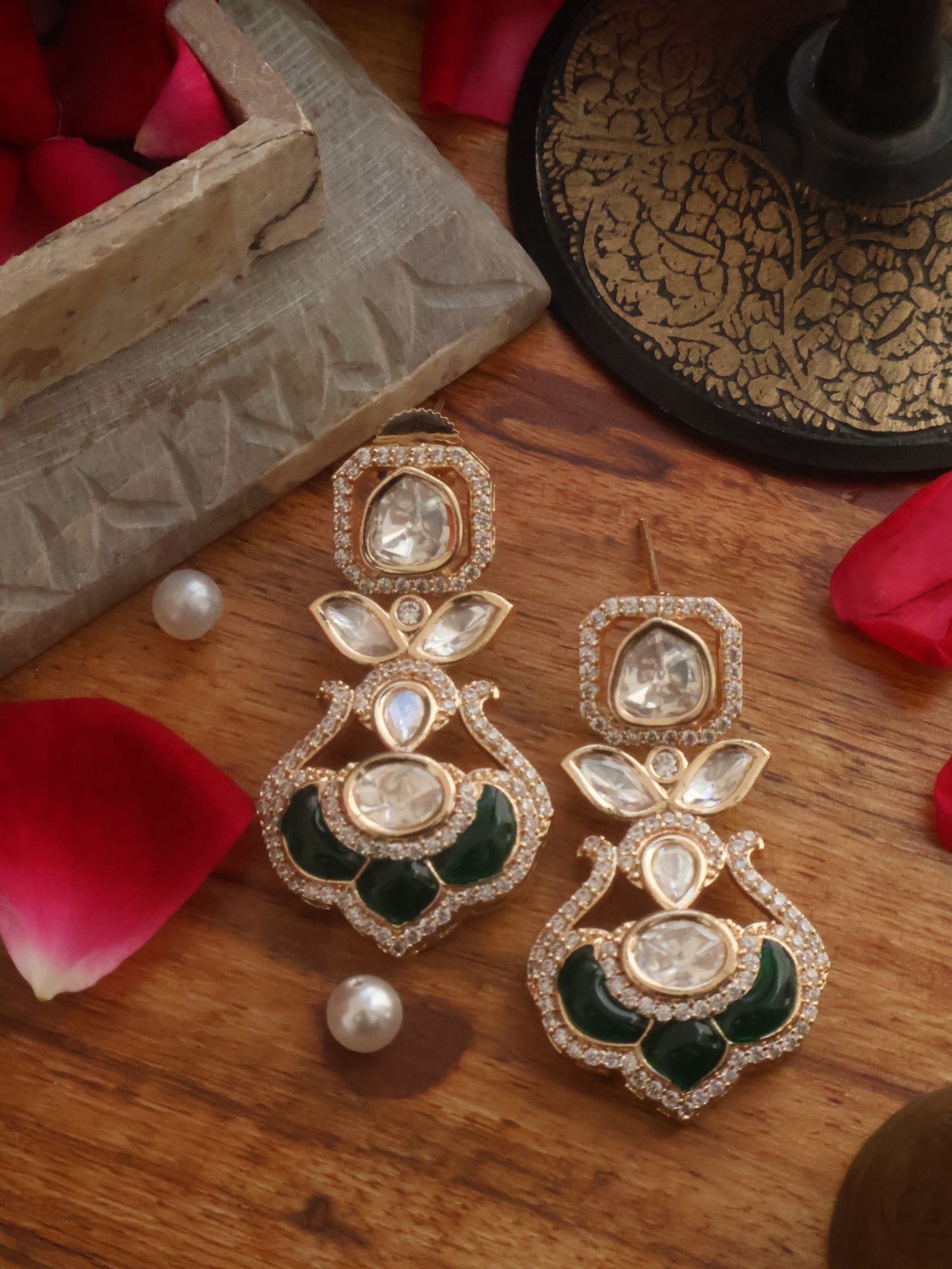 Ginni Green Polki Earrings