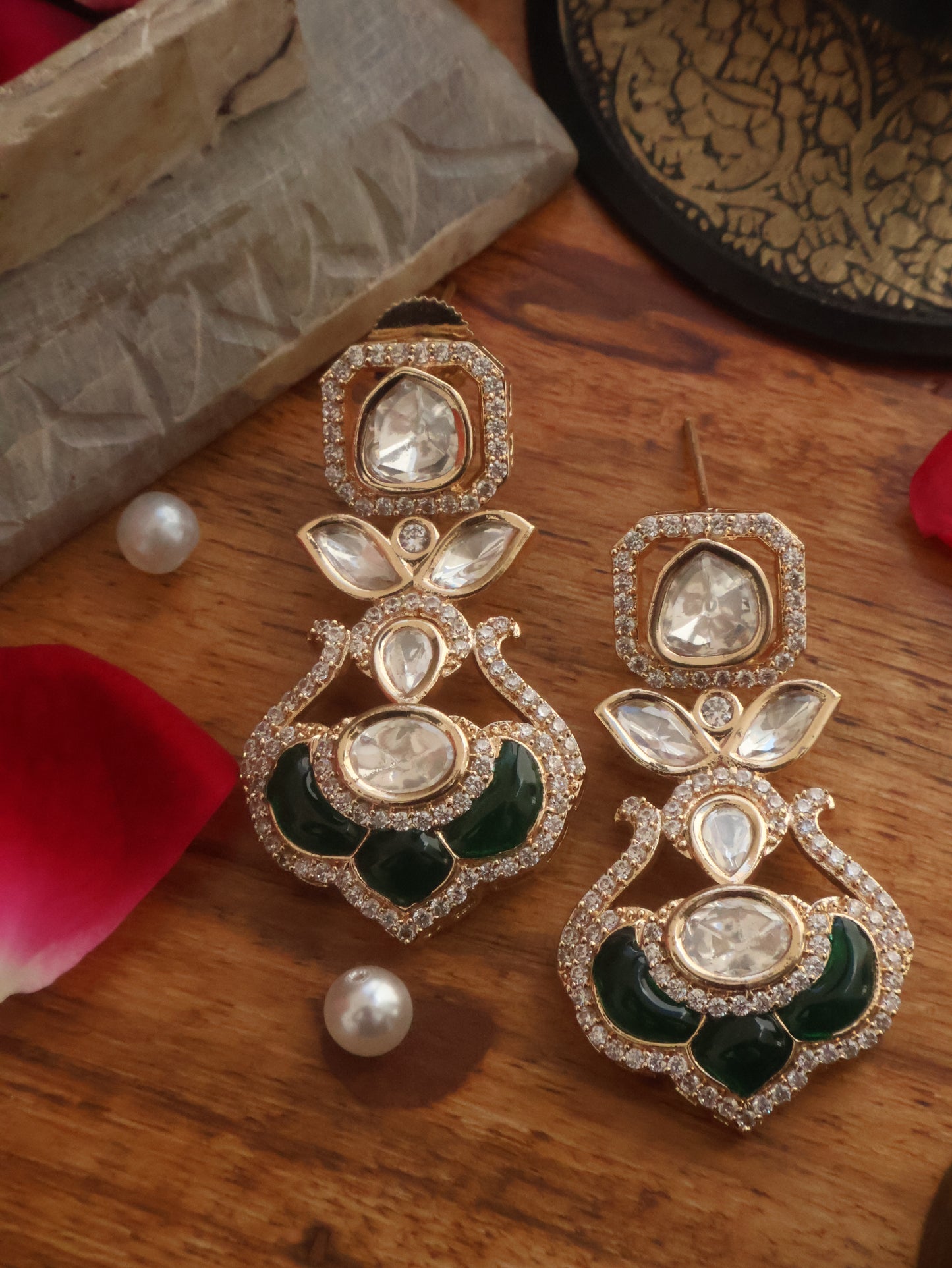 Ginni Green Polki Earrings