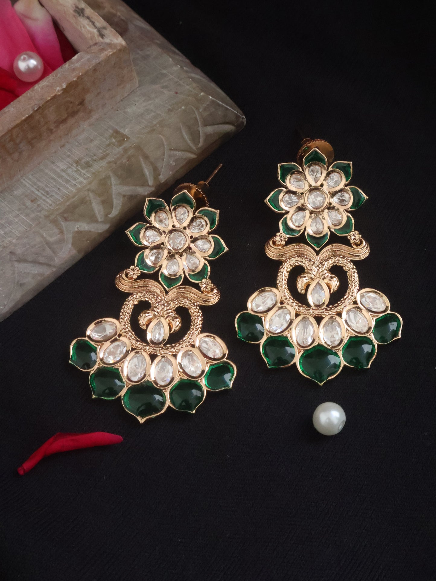 Mehreen Green Polki Earrings