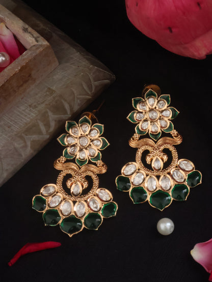 Mehreen Green Polki Earrings