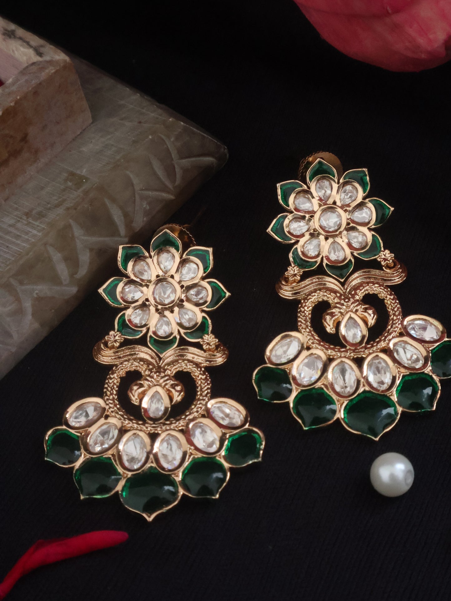 Mehreen Green Polki Earrings