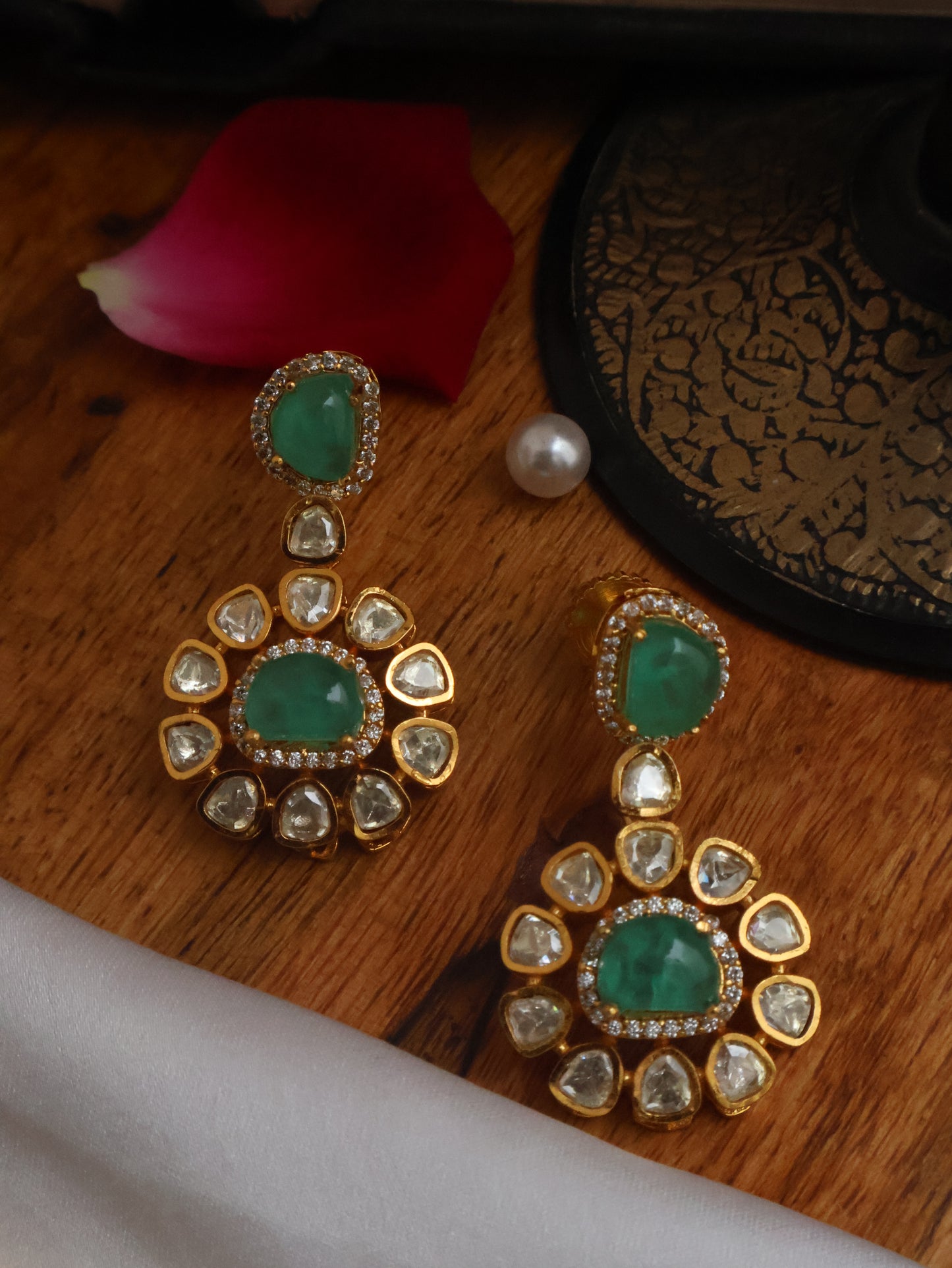 Rajsi Mint Green Polki Necklace Set