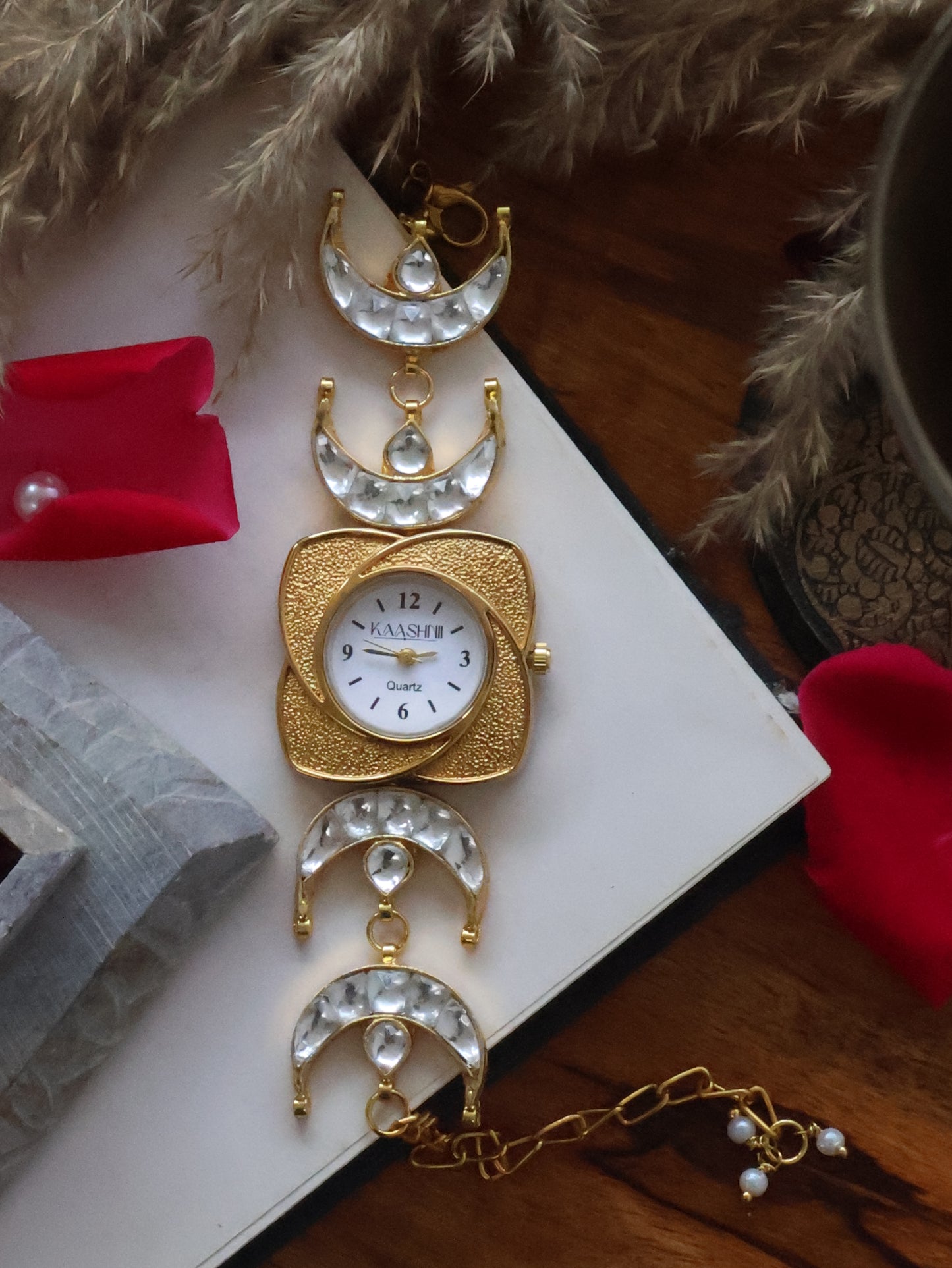 Elvira Kundan Wrist Watch
