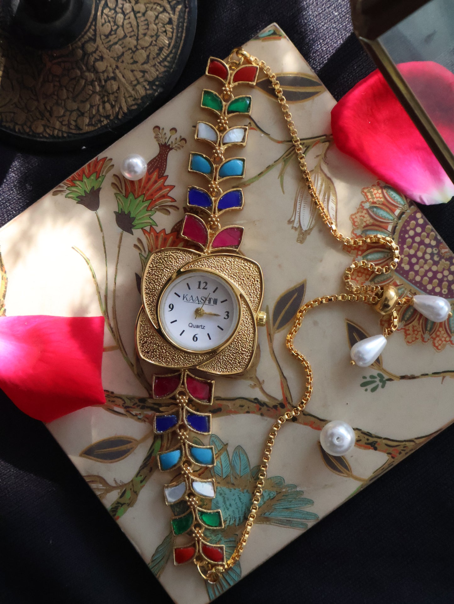 Livia Multicoloured Kundan Wrist Watch