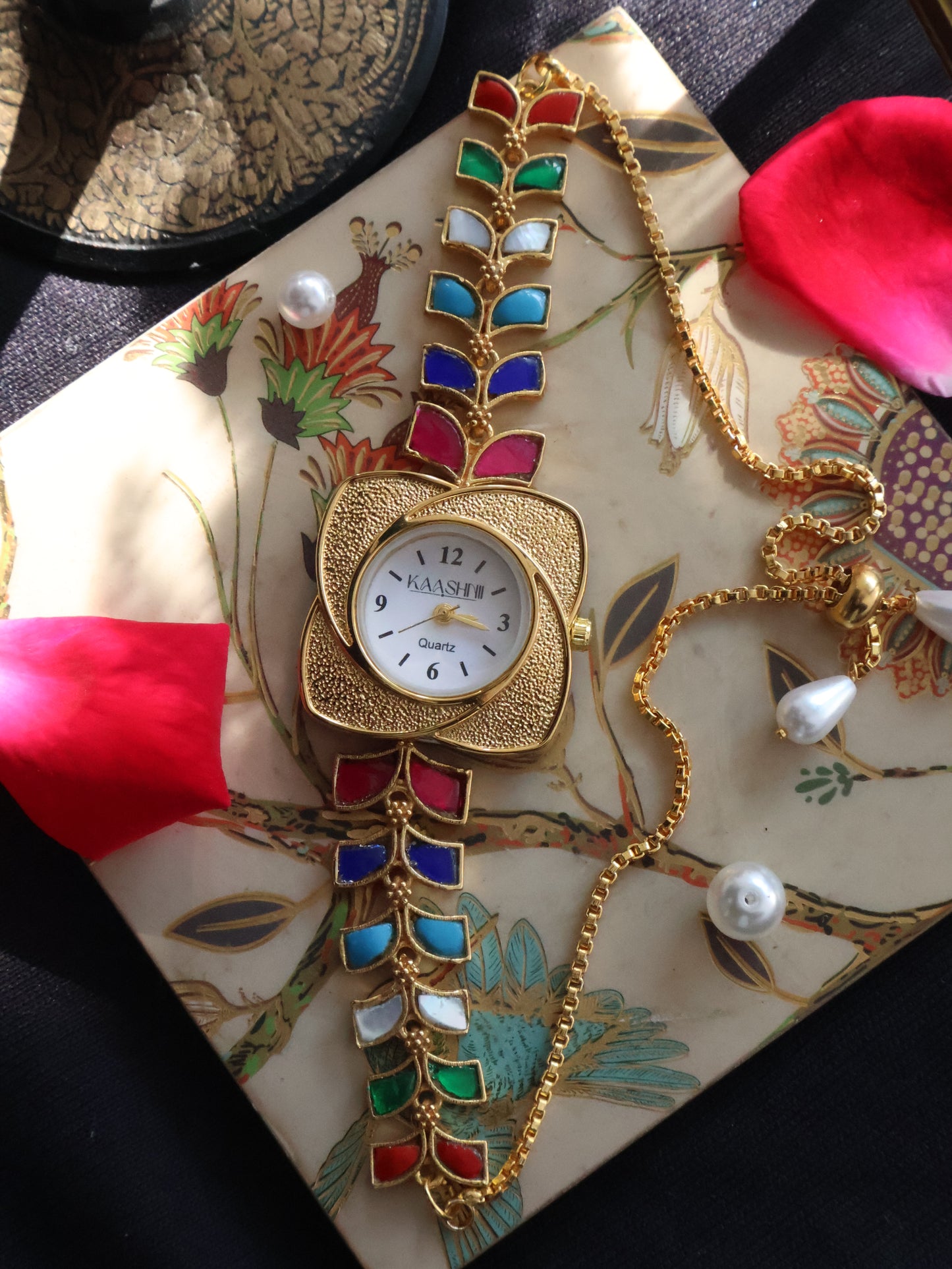 Livia Multicoloured Kundan Wrist Watch