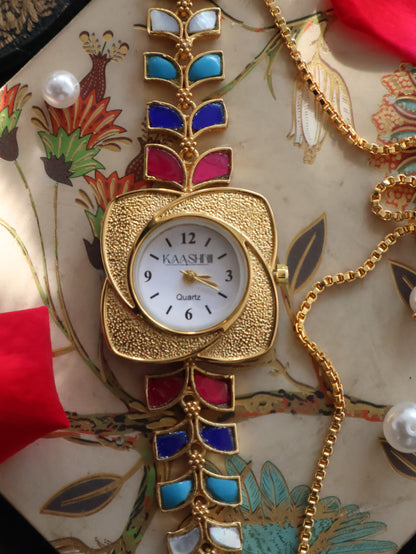 Livia Multicoloured Kundan Wrist Watch