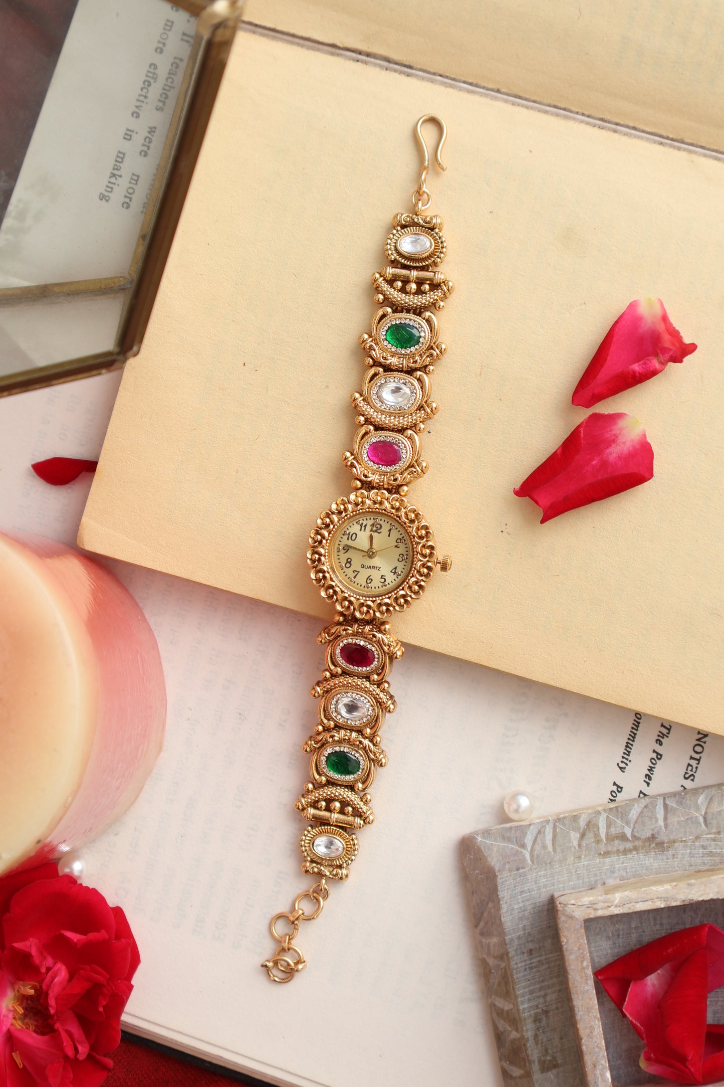 Amayra Multicolored Kundan Wrist Watch