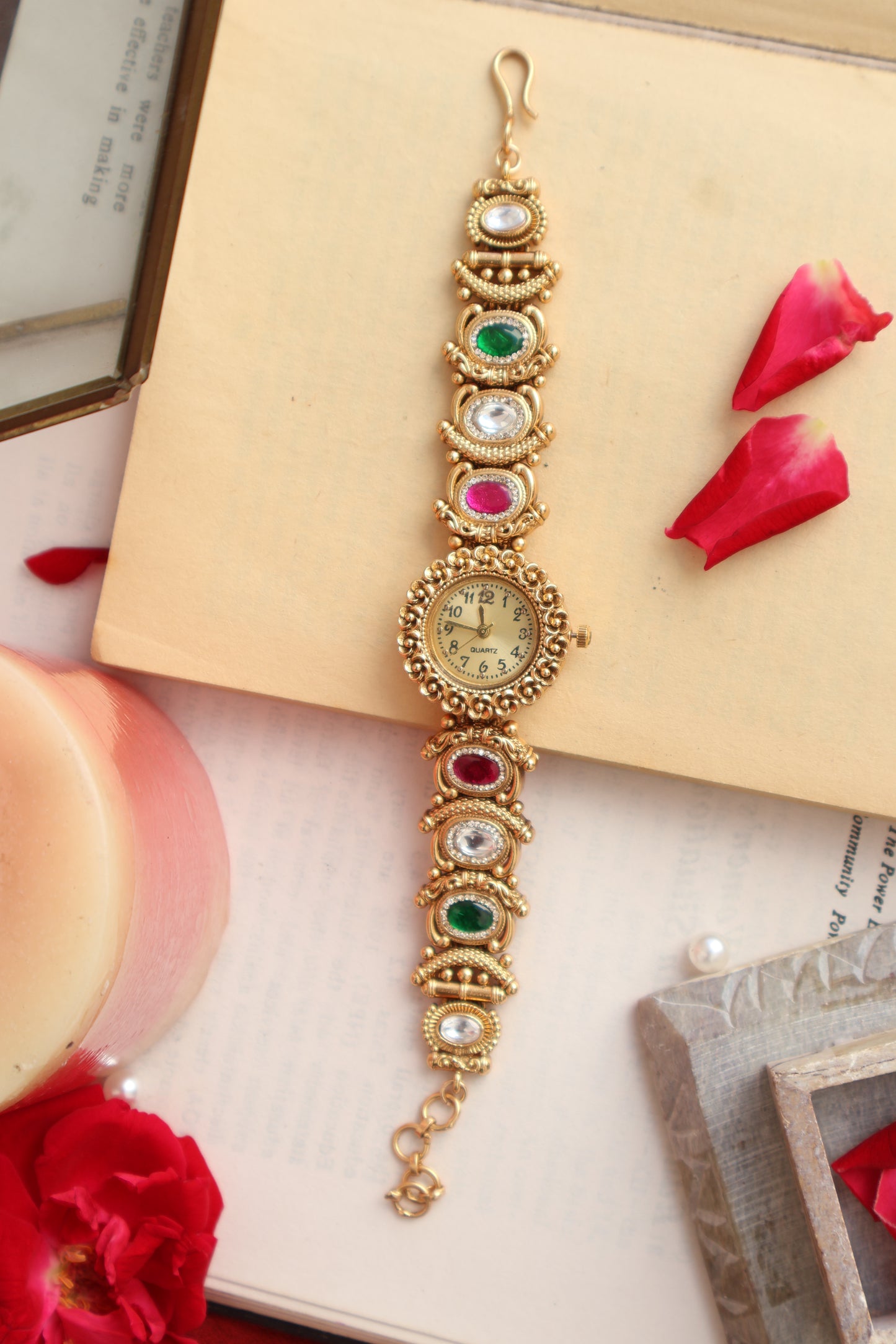 Amayra Multicolored Kundan Wrist Watch