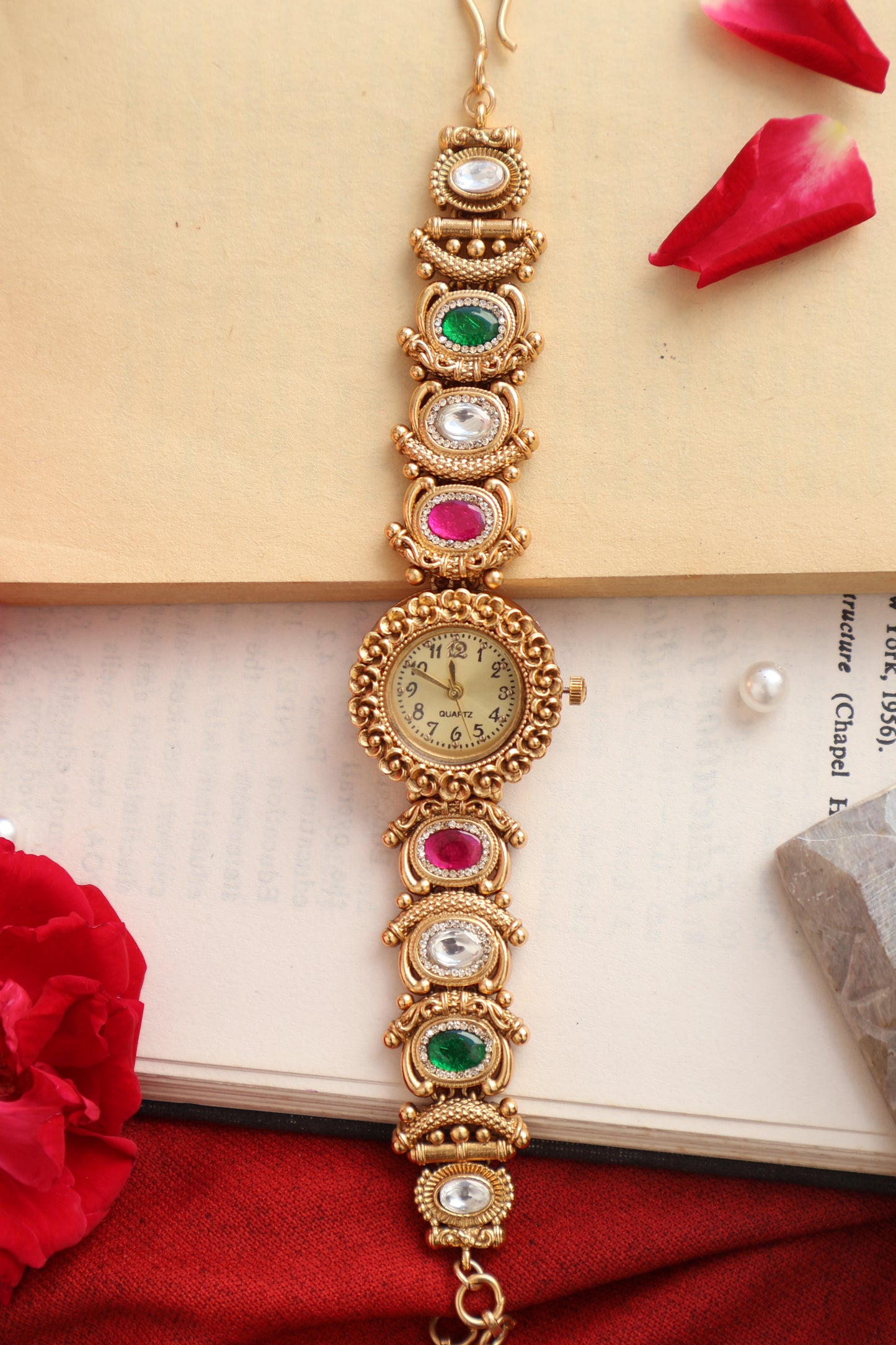 Amayra Multicolored Kundan Wrist Watch