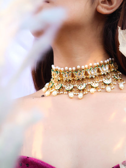 Shara Green Kundan Choker Necklace