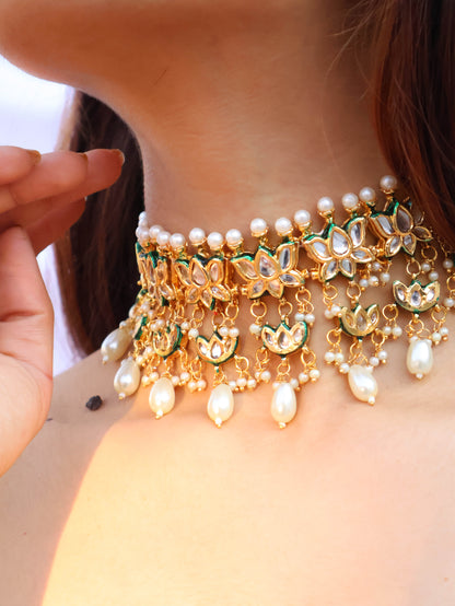 Shara Green Kundan Choker Necklace