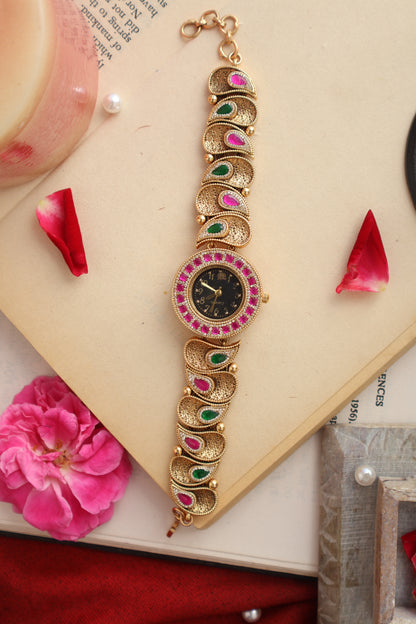 Seher Kundan Wrist Watch