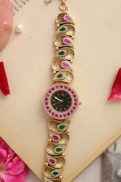 Seher Kundan Wrist Watch