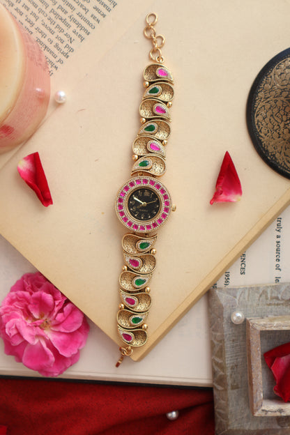 Seher Kundan Wrist Watch