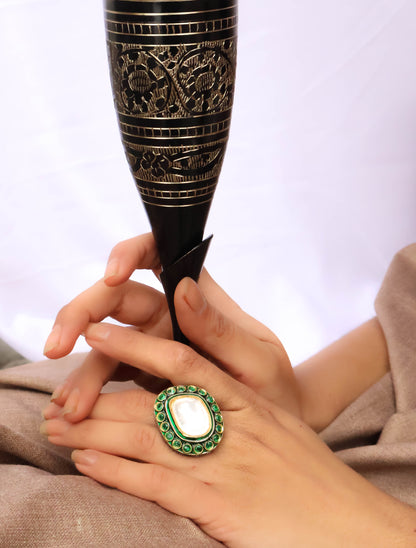 Huda Meenakari Polki Ring