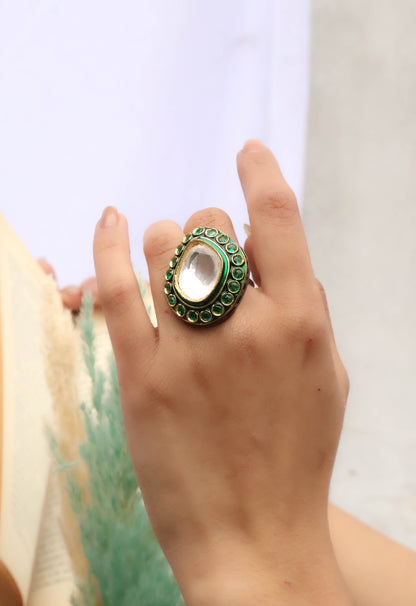 Huda Meenakari Polki Ring