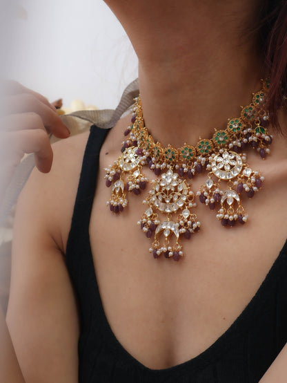 Kiara Kundan Purple-Green Necklace