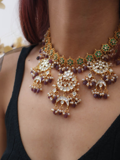 Kiara Kundan Purple-Green Necklace