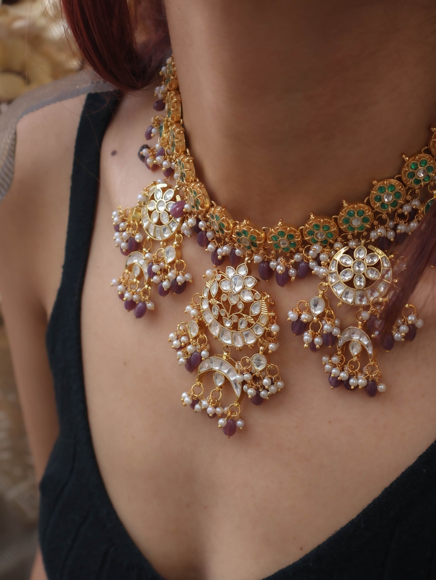 Kiara Kundan Purple-Green Necklace