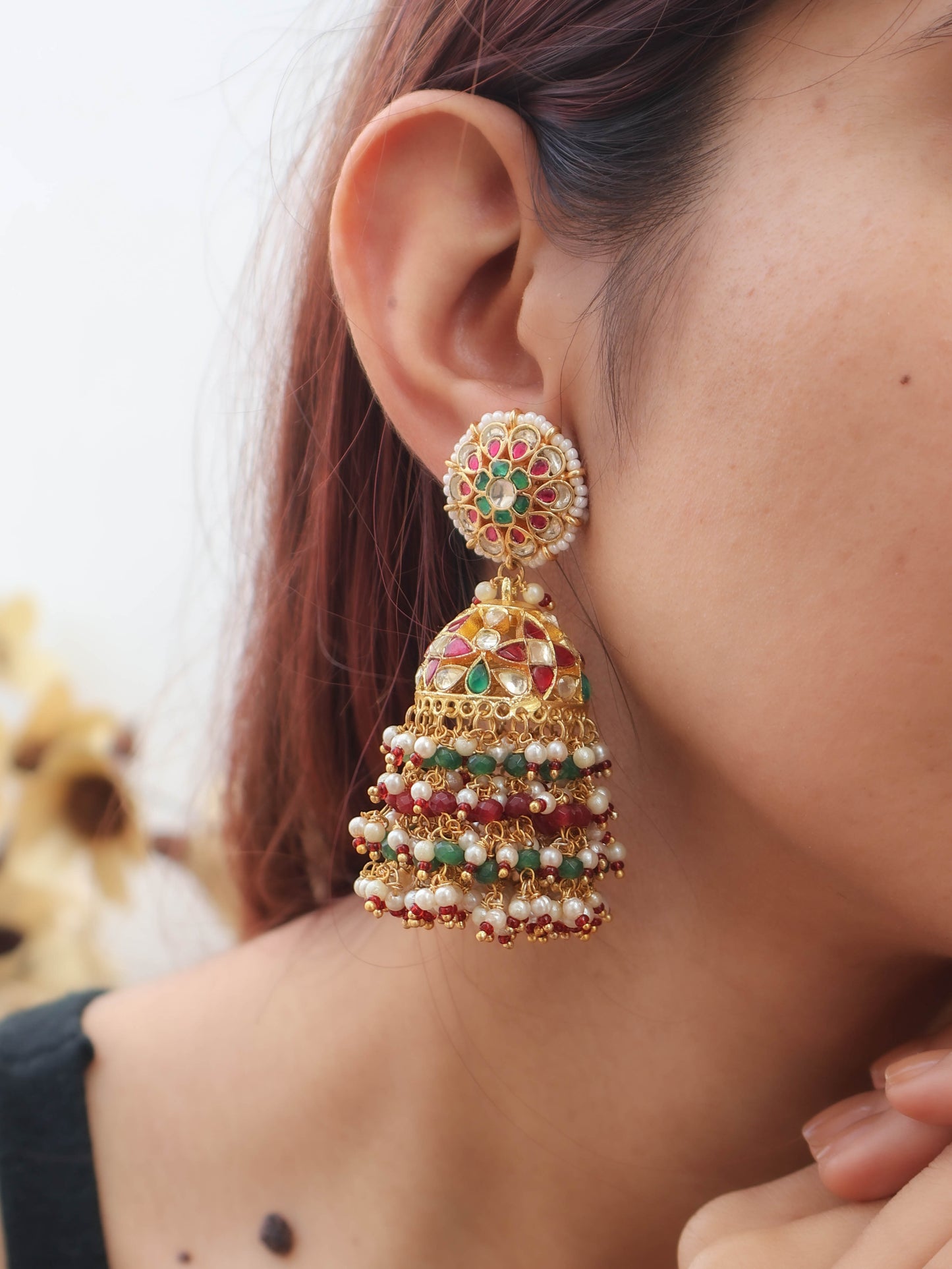 Anisha Kundan Jhumka Earrings