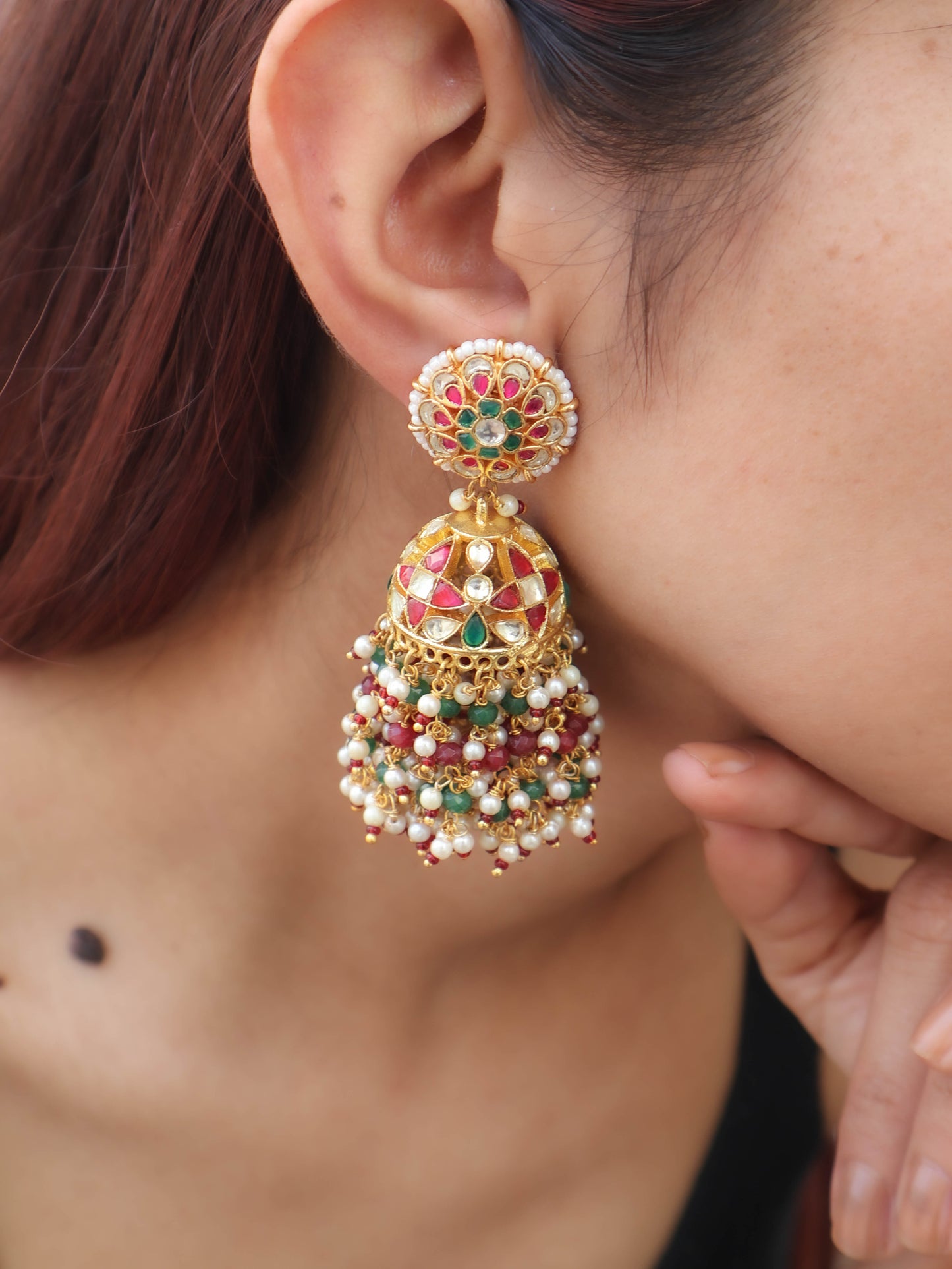 Anisha Kundan Jhumka Earrings
