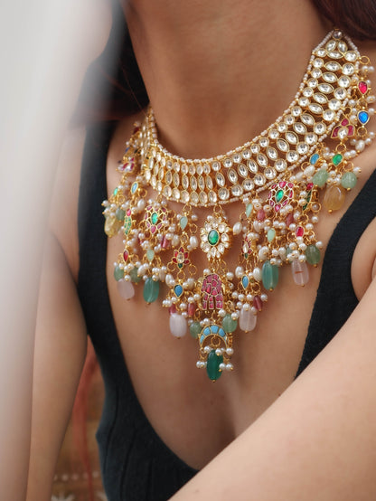 Nimrat Multicoloured Kundan Necklace