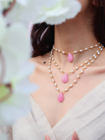 Rose Pink Multilayered Necklace