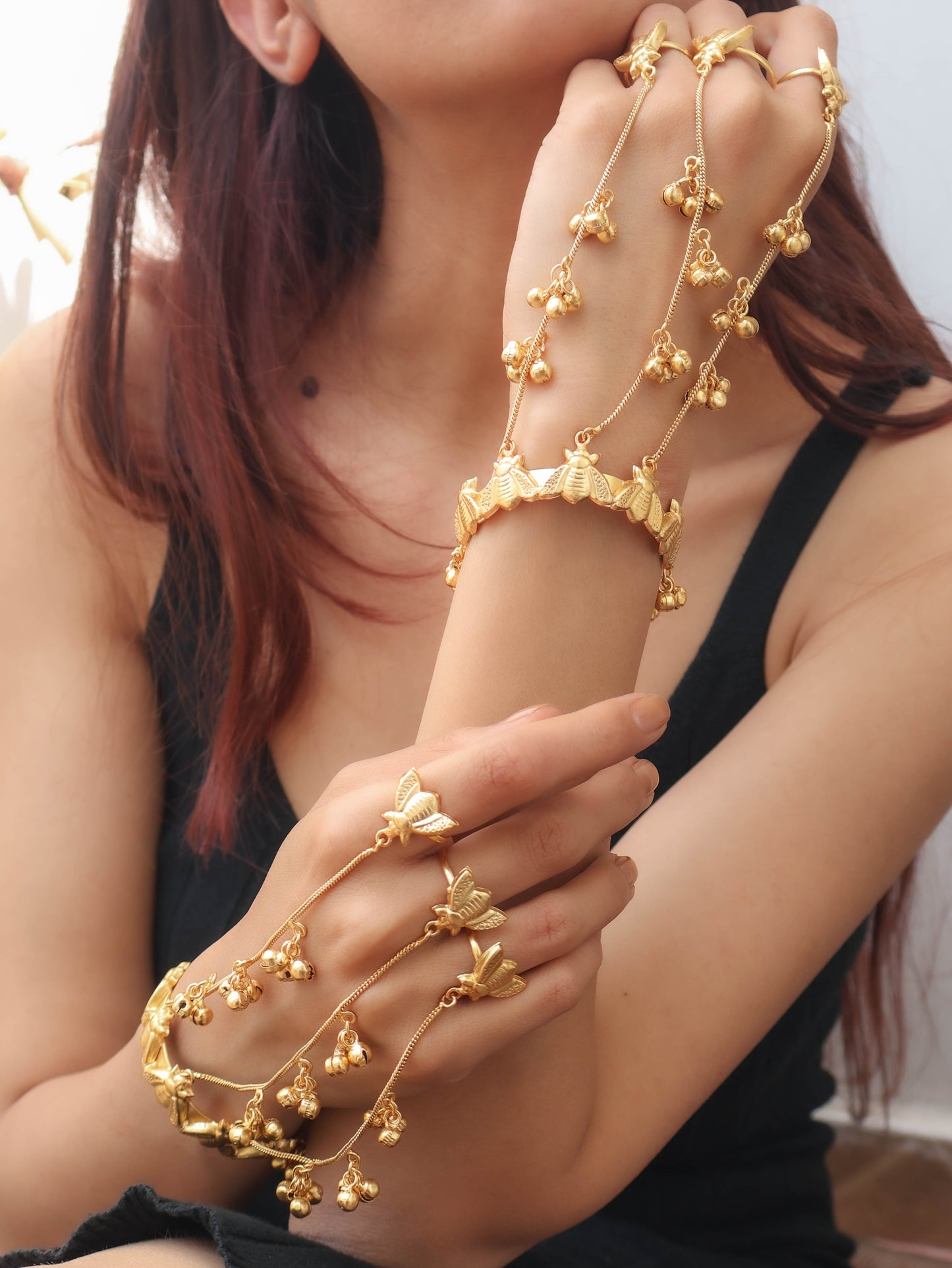 Ivy Ghungru Bangle Hathphool - Pair of 2