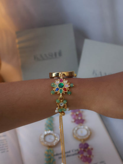 Zirka Multicolored Kundan Wrist Watch