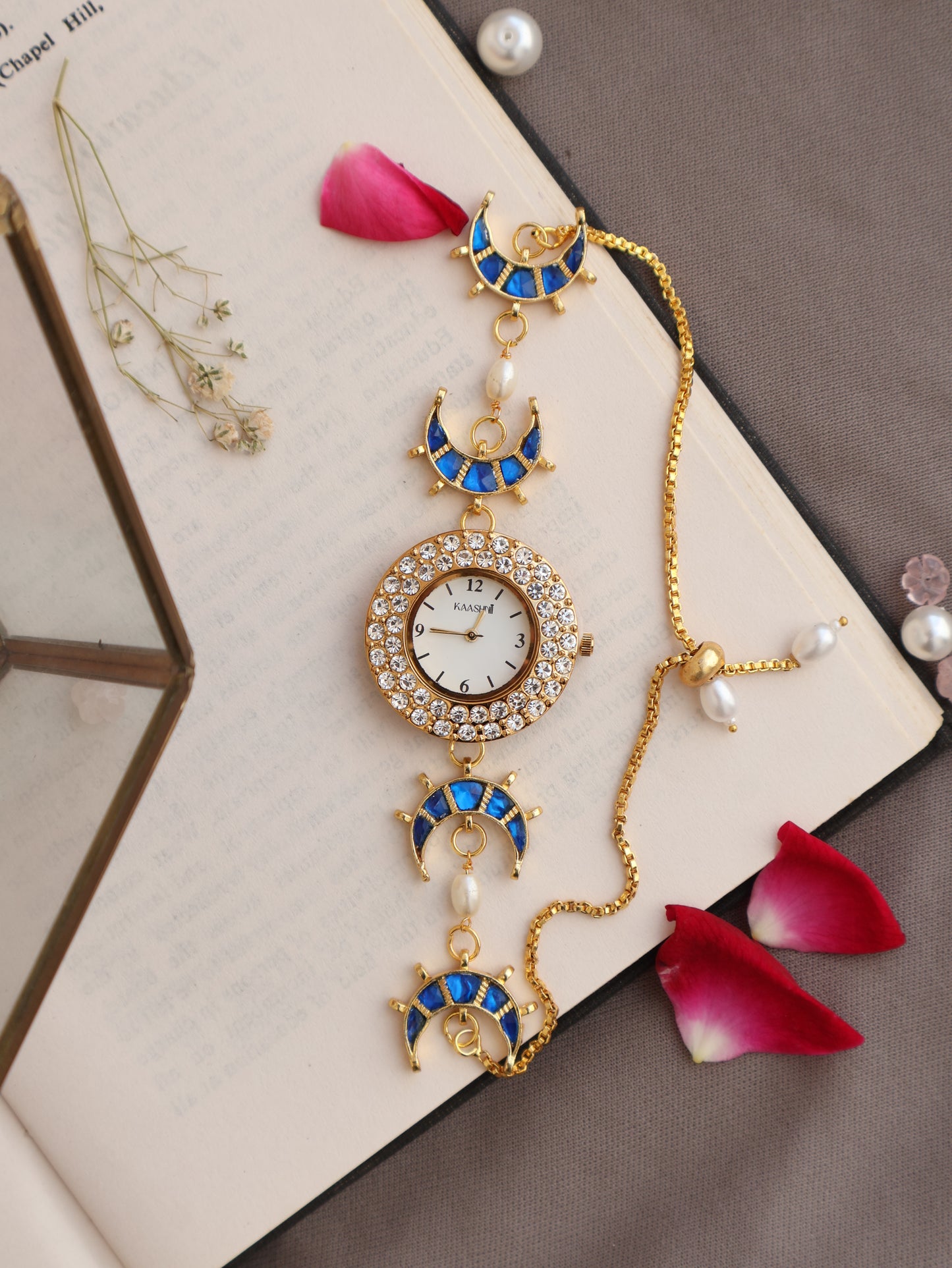 Ayla Blue Kundan Wrist Watch