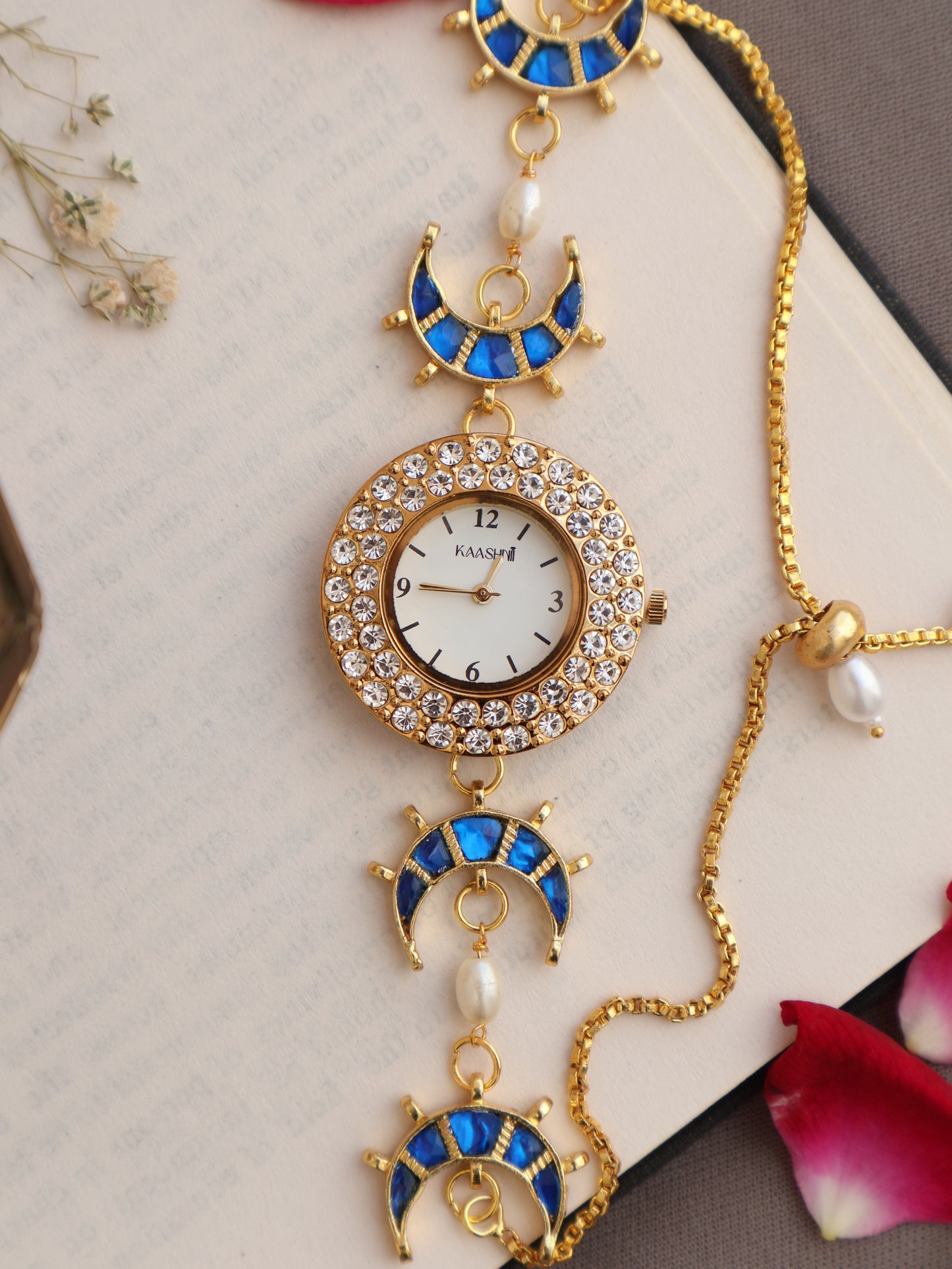 Ayla Blue Kundan Wrist Watch