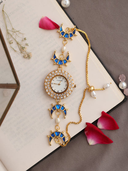 Ayla Blue Kundan Wrist Watch