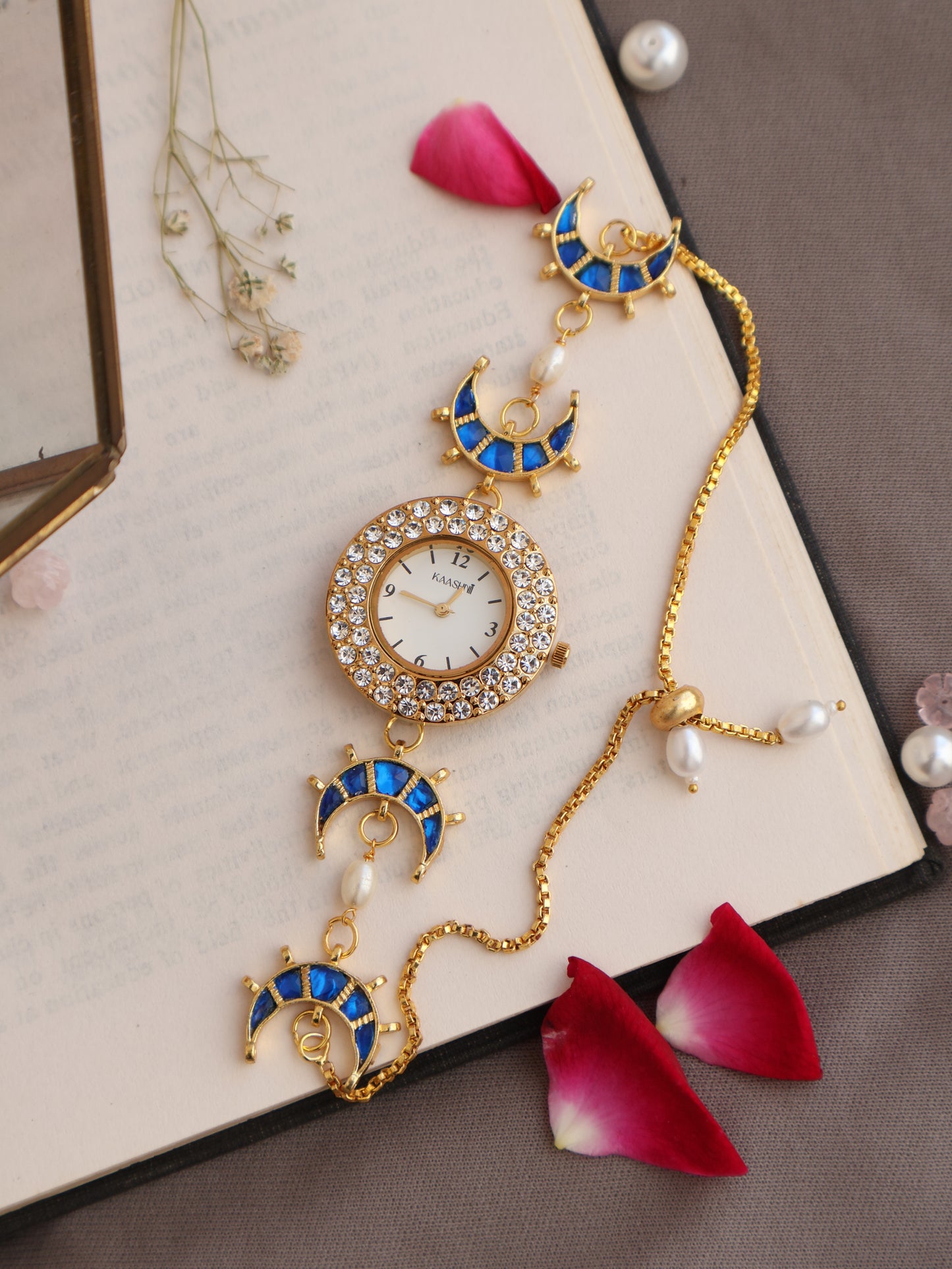 Ayla Blue Kundan Wrist Watch