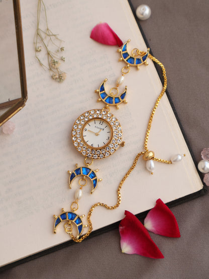 Ayla Blue Kundan Wrist Watch